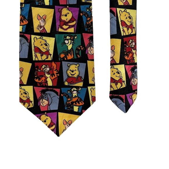 Winnie-the-Pooh Tigger Disney Colorful VTG 90s Black Blocked Mens Neck Tie - Picture 5 of 6